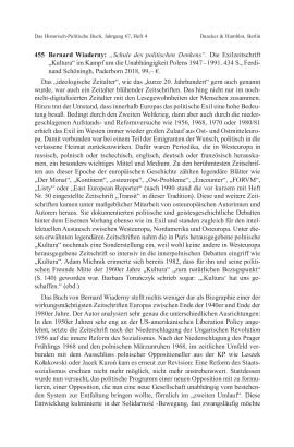 Bernard Wiaderny: „Schule des politischen Denkens“. Die Exilzeitschrift
„Kultura“ im Kampf um die Unabhängigkeit Polens 1947 – 1991