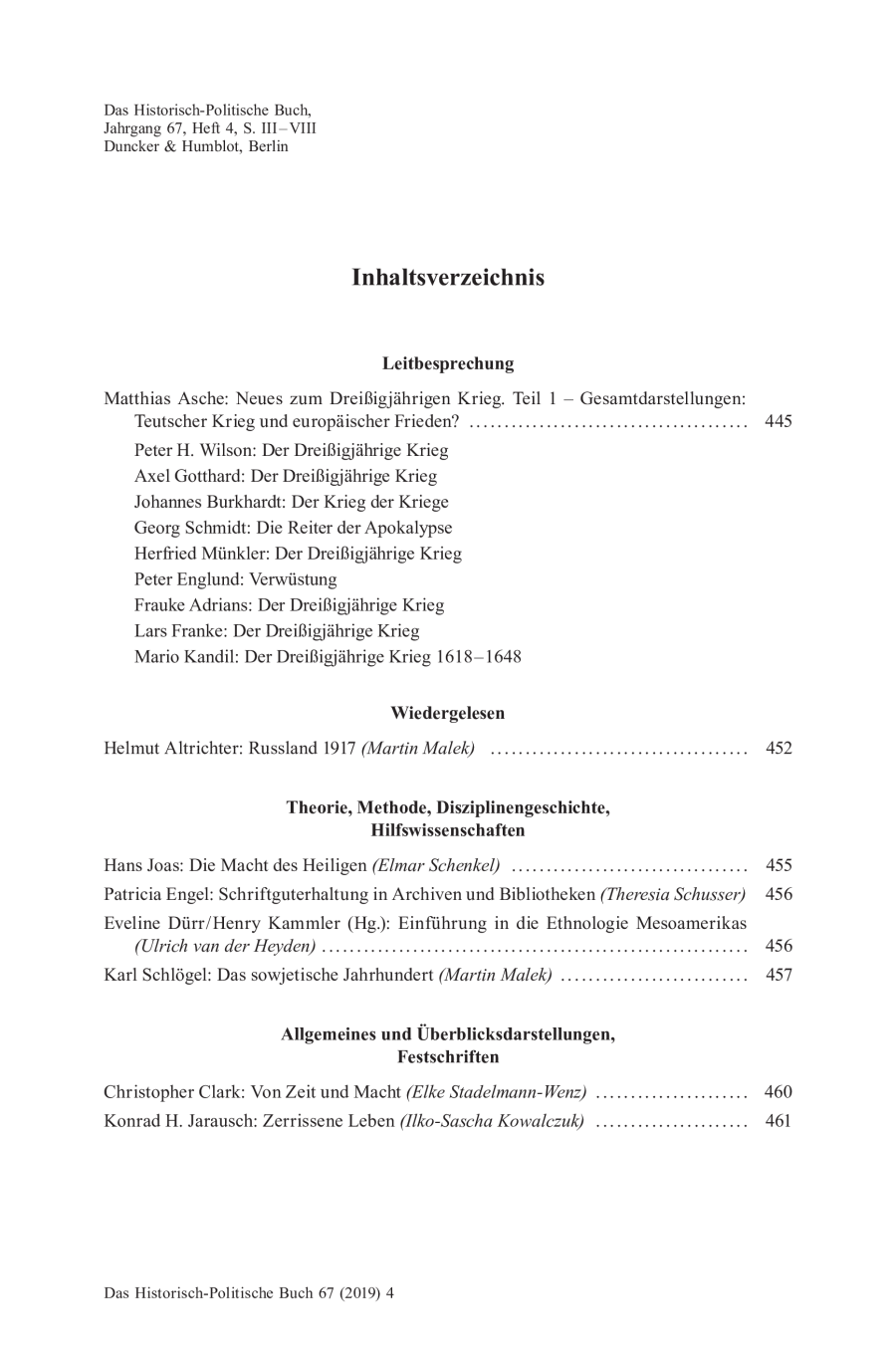 Inhaltsverzeichnis