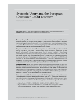 Systemic Usury and the European Consumer Credit Directive