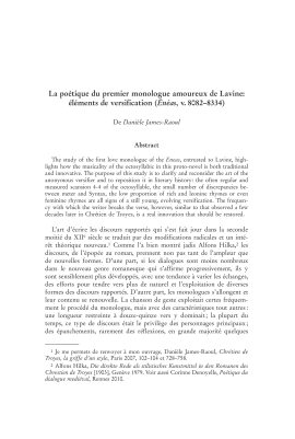La poétique du premier monologue amoureux de Lavine: éléments de versification (Énéas, v. 8082–8334)