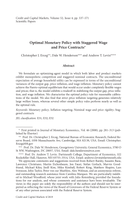 Optimal Monetary Policy with Staggered Wage and Price Contracts