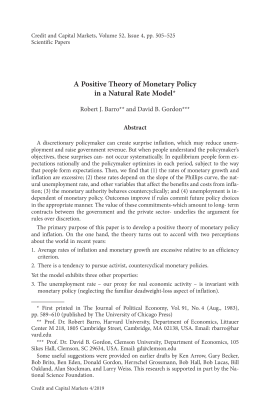 A Positive Theory of Monetary Policy in a Natural Rate Model