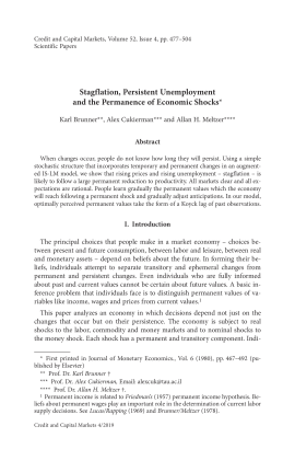 Stagflation, Persistent Unemployment and the Permanence of Economic Shocks