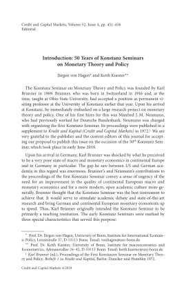 Introduction: 50 Years of Konstanz Seminars on Monetary Theory and Policy