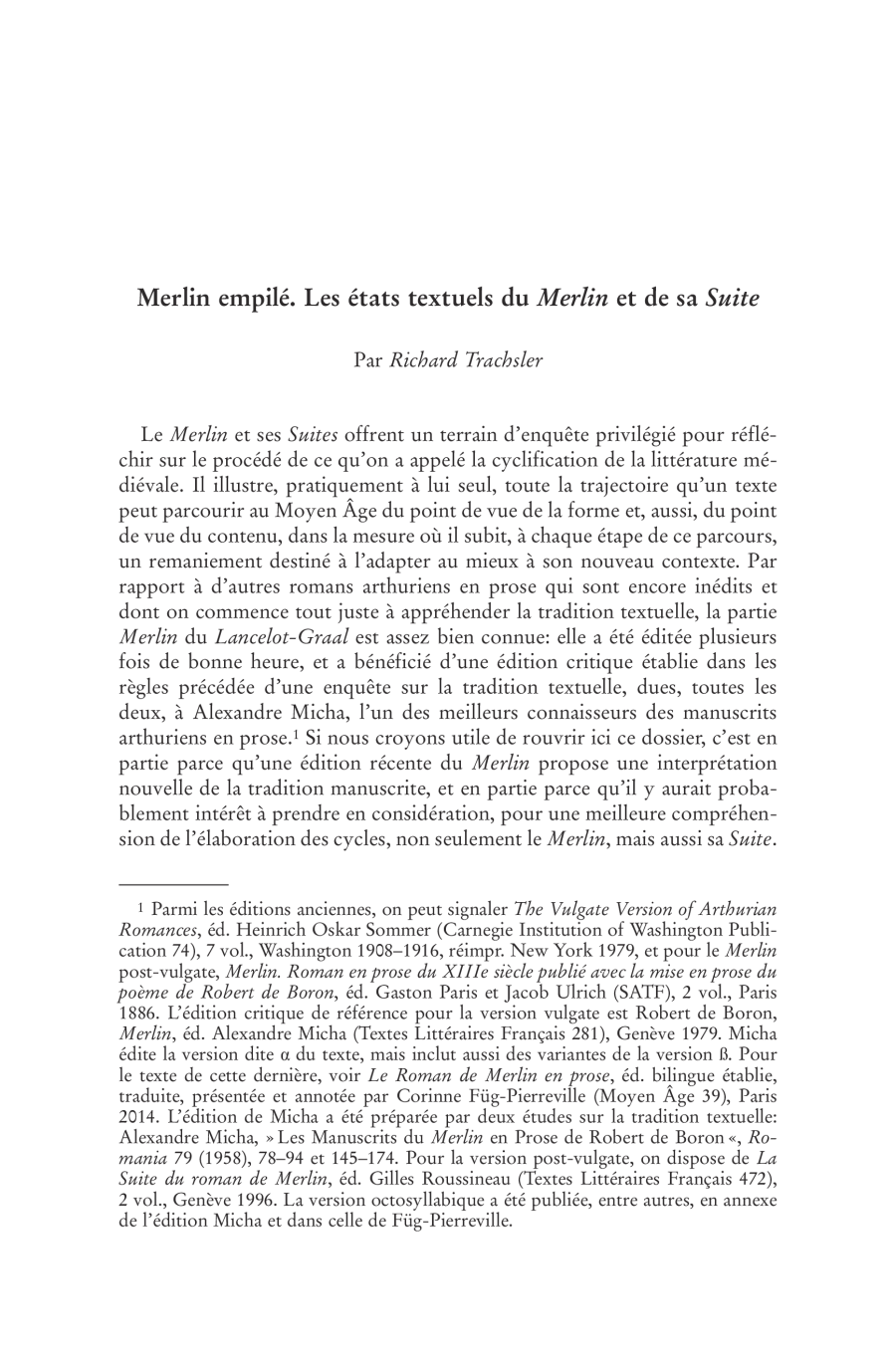 Merlin empilé. Les états textuels du Merlin et de sa Suite