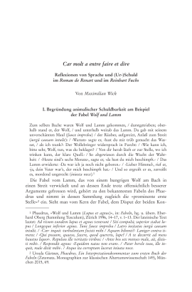 Car molt a entre faire et dire. Reflexionen von Sprache und (Ur-)Schuld im Roman de Renart und im Reinhart Fuchs
