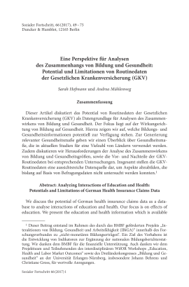 Eine Perspektive für Analysen des Zusammenhangs von Bildung und Gesundheit: Potential und Limitationen von Routinedaten der Gesetzlichen Krankenversicherung (GKV)