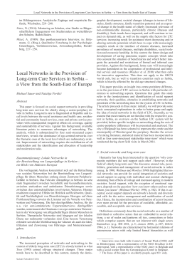 Local Networks in the Provision of Long-term Care Services in Serbia – a View from the South-East of Europe
