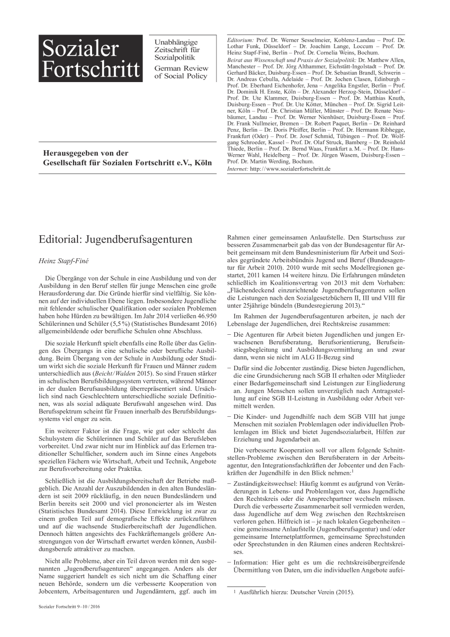 Editorial: Jugendberufsagenturen