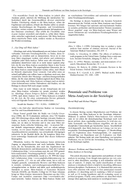 Potentiale und Probleme von Meta-Analysen in der Soziologie