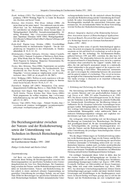 Die Beziehungsstruktur zwischen der Nutzen- und der Risikobewertung sowie der Unterstützung von Techniken im Bereich Biotechnologie. Integrative Untersuchung der Eurobarometer-Studien 1991–2005