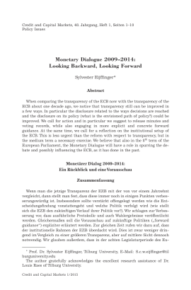 Monetary Dialogue 2009–2014: Looking Backward, Looking Forward