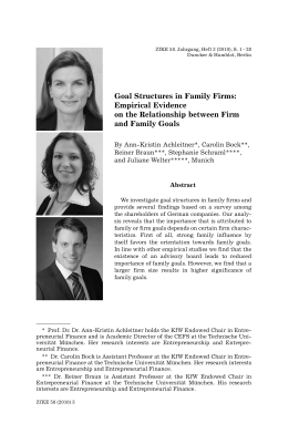 Goal Structures in Family Firms: Empirical Evidence on the Relationship between Firm and Family Goals