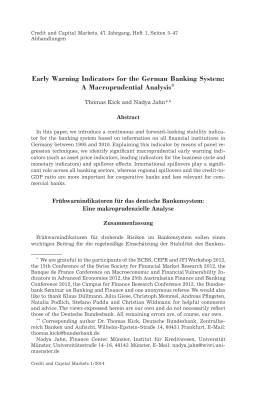 Early Warning Indicators for the German Banking System: A Macroprudential Analysis