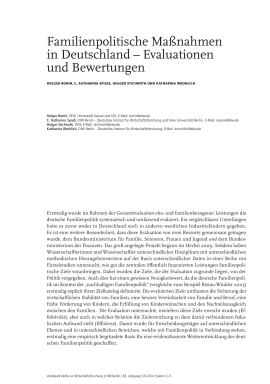 Familienpolitische Maßnahmen in Deutschland – Evaluationen und Bewertungen