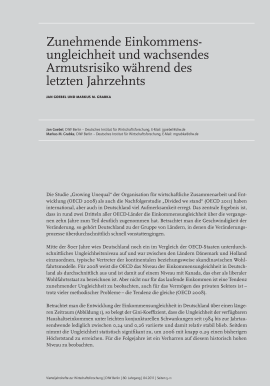 Zunehmende Einkommensungleichheit und wachsendes Armutsrisiko während des letzten Jahrzehnts