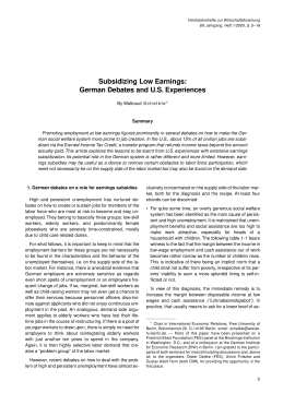 Subsidizing Low Earnings: German Debates and U.S. Experiences