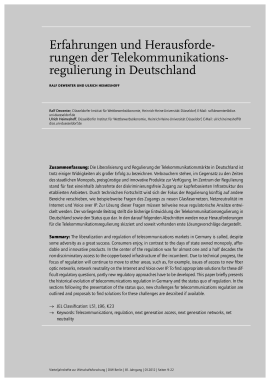 Erfahrungen und Herausforderungen der Telekommunikationsregulierung in Deutschland