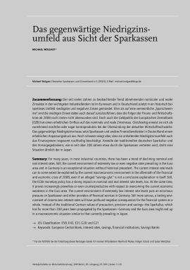 Das gegenwärtige Niedrigzinsumfeld aus Sicht der Sparkassen