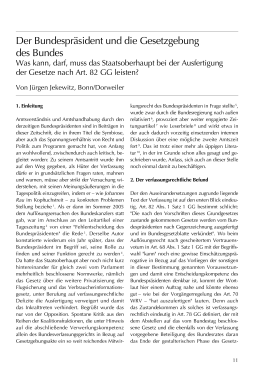 Der Bundespräsident und die Gesetzgebung des Bundes