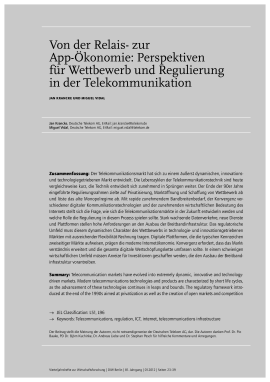 Von der Relais- zur App-Ökonomie: Perspektiven für Wettbewerb und Regulierung in der Telekommunikation