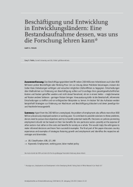 Beschäftigung und Entwicklung in Entwicklungsländern: Eine Bestandsaufnahme dessen, was uns die Forschung lehren kann