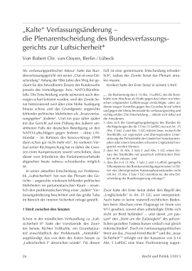 “Kalte“ Verfassungsänderung – die Plenarentscheidung des Bundesverfassungsgerichts zur Luftsicherheit