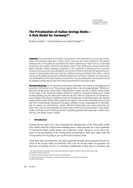 The Privatization of Italian Savings Banks – A Role Model for Germany?