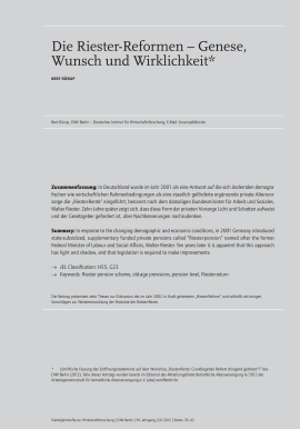 Die Riester-Reformen – Genese, Wunsch und Wirklichkeit