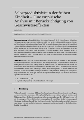Selbstproduktivität in der frühen Kindheit – Eine empirische Analyse mit Berücksichtigung von Geschwistereffekten