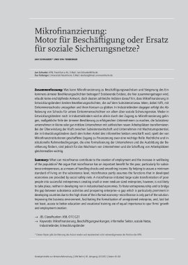 Mikrofinanzierung: Motor für Beschäftigung oder Ersatz für soziale Sicherungsnetze
