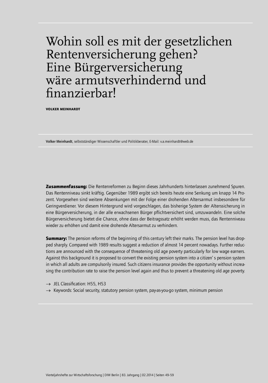 Wohin soll es mit der gesetzlichen Rentenversicherung gehen? Eine Bürgerversicherung wäre armutsverhindernd und finanzierbar!