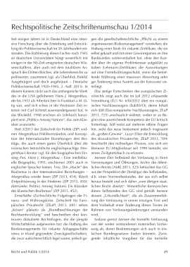 Rechtspolitische Zeitschriftenumschau 1/2014