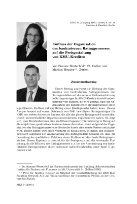 Einfluss der Organisation des bankinternen Ratingprozesses auf die Preisgestaltung von KMU-Krediten
