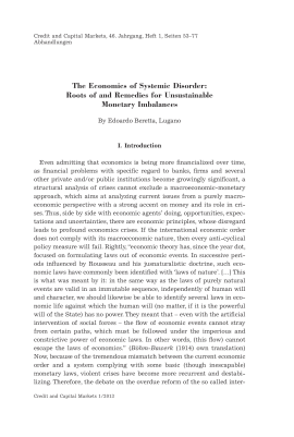 The Economics of Systemic Disorder: Roots of and Remedies for Unsustainable Monetary Imbalances