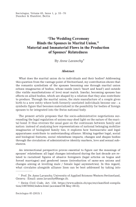 ‘The Wedding Ceremony Binds the Spouses in Marital Union.’ Material and Immaterial Flows in the Production of Spouses’ Relatedness