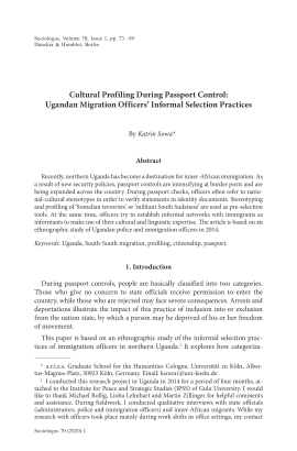 Cultural Profiling During Passport Control: Ugandan Migration Officers’ Informal Selection Practices