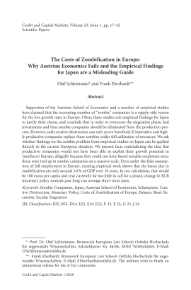 The Costs of Zombification in Europe: Why Austrian Economics Fails and the Empirical Findings for Japan are a Misleading Guide