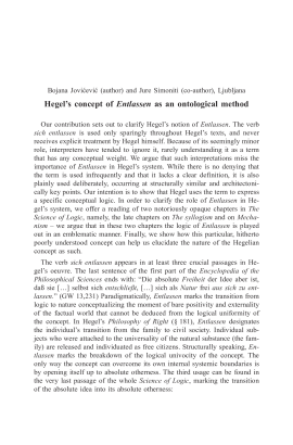 Hegel’s concept of Entlassen as an ontological method