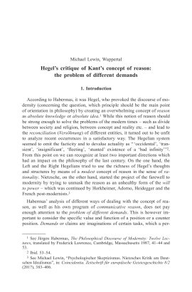 Hegel’s critique of Kant’s concept of reason: the problem of different demands