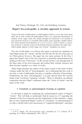 Hegel’s En-cyclo-pedia: A circular approach to system
