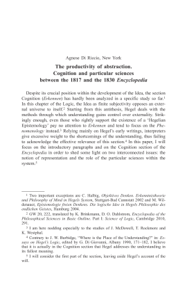 The productivity of abstraction. Cognition and particular sciences between the 1817 and the 1830 Encyclopedia