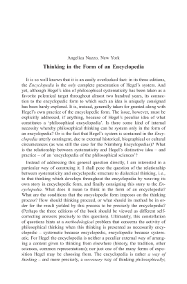Thinking in the Form of an Encyclopedia