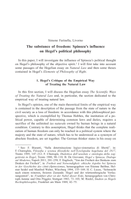 The substance of freedom: Spinoza’s influence on Hegel’s political philosophy