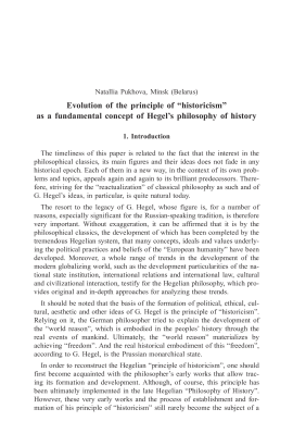 Evolution of the principle of “historicism” as a fundamental concept of Hegel’s philosophy of history
