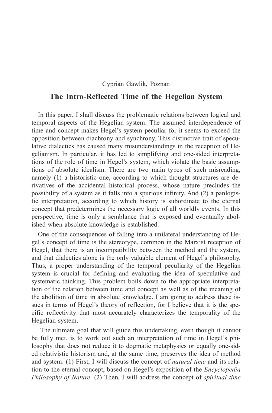 The Intro-Reflected Time of the Hegelian System