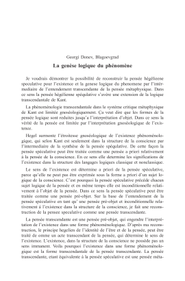 La genèse logique du phénomène
