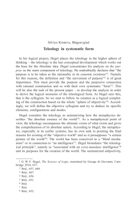 Teleology in systematic form