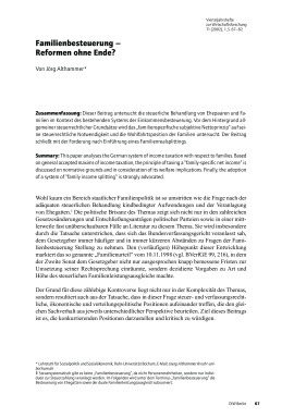 Familienbesteuerung – Reformen ohne Ende?