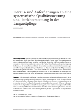 Heraus- und Anforderungen an eine systematische Qualitätsmessung und -berichterstattung in der Langzeitpflege
